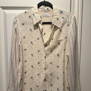 Equipment Femme Silk Floral/Striped Button Down Shirt XS